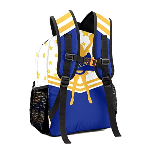 Custom Blue Gold Cheer Cheerleader Personalized Causual Shoulder Bag Sports Leisure Camping Backpack for Women Men2