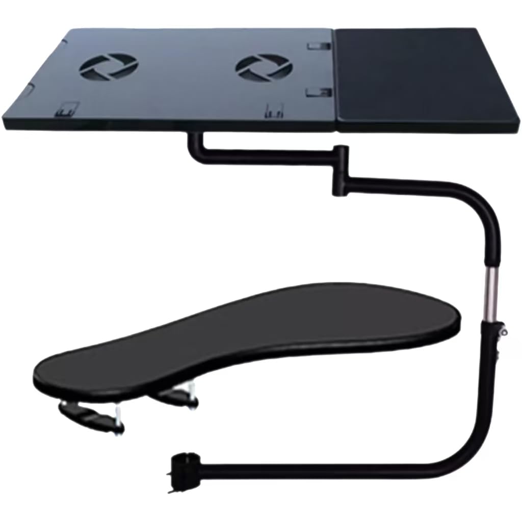 Tastatur Mauspad KlemmstüTze Laptop Halter Halterung Maus StäNder Computer Adjustable Chair Keyboard Tray TastaturstäNder Mit LüFter HöHenverstellbar BelüFteter LaptopstäNder Quadratischer Schwarz