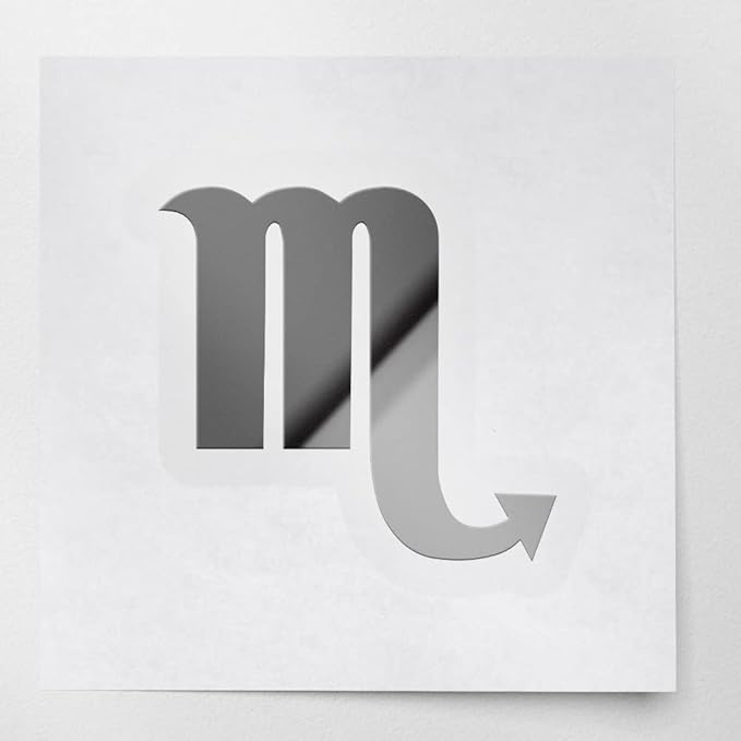 Decal Stickers Of Odiac Signs Scorpio Icon Symbol (Metallic Silver) Premium Waterproof Vinyl Decal Stickers For Laptop Phone Accessory Helmet Car Window Mug Tuber Cup Door Wall Decora USCSKUS018351SI