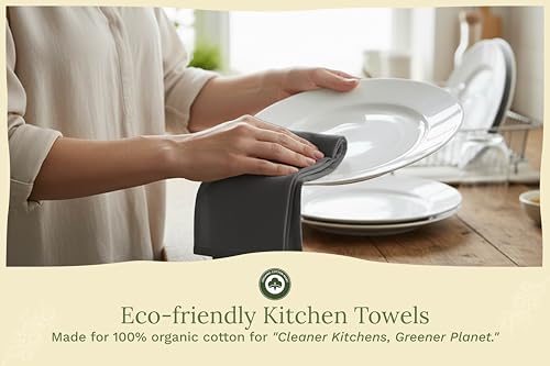 Image of Organic Cotton Gray Tea Towels - 10 Pack, 27 inchx27 inch, 100% Cotton Gray Flour Sack Towels for Kitchen and Baking Use - Durable, Absorbent and Customizable Dish Towels (10 Pack)