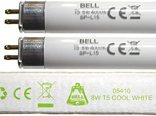 2 Pack 8w T5 300mm 12" Fluorescent Tubes Cool White 4000k G5 Cap for Emergency and Strip Lights 8 Watt Bell Lighting 05410