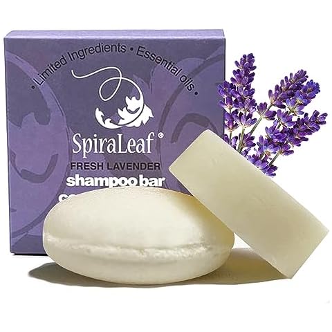 SpiraLeaf Shampoo Bar & Conditioner Bar Set, FRESH LAVENDER Pure Essential Oils, Light Scent, Limited Ingredients, Concentrated Formula, Made USA, Zero Waste, Color-Fragrance Free, Travel Ready Cover