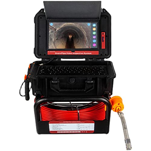 Cámara De Inspección De Video De Tubo De Drenaje De Alcantarillado Todo En Uno con Pantalla Portátil De 10.1"Cable Empuje De 20 M Cámara Impermeable con Autonivelación Y Sonda De 512 Hz Incorporada Cover