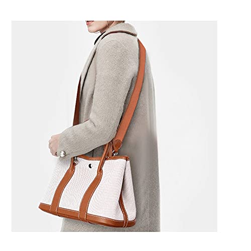 Women's Handbags Women's Bags Luxury First Layer Cowhide with Canvas Shoulder Ladies Messenger Bag Leather Handbags Handbag Garden Bag(A,Medium)2