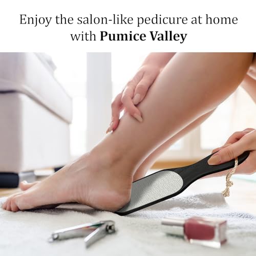 Image of Pumice Stone Foot Scrubber - Pedicure Foot File with Handle for Dry Dead Skin - Callus Remover for Feet - Foot Scraper - Exfoliating Brush for Heels, Elbows, Hands