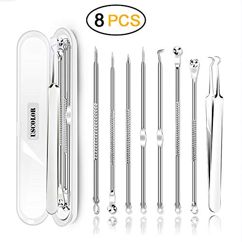[Upgraded] 8PCS Blackhead Remover, Pimple Tool Kit, Acne Tools, Comedone Extractor, Blemish Whitehead