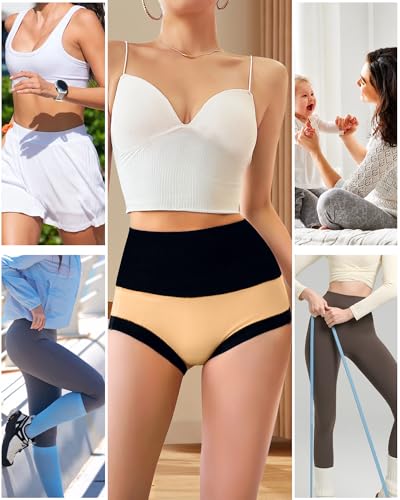 Image of Eiggam Underwear for Women Cotton High Waist Panties Full Coverage Briefs Soft Strech Ladies Breathable Panties-Multi Pack