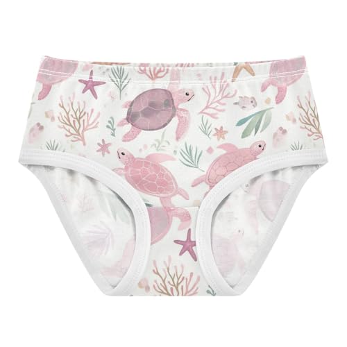 Wusikd Pink Sea Turtles Girls' Underwear Cotton Starfish Girls Briefs Soft Toddler Underwear 2T
