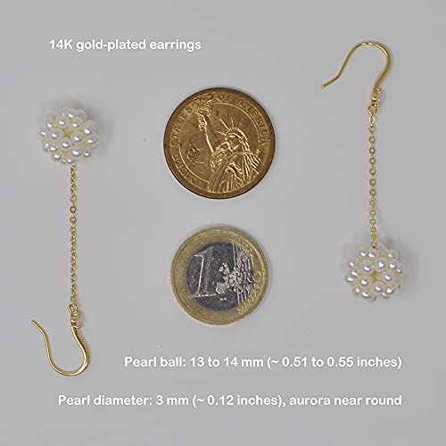 Alevel Brincos com pingente de corrente de suéter de colar longo cultivado em água doce branco pérol