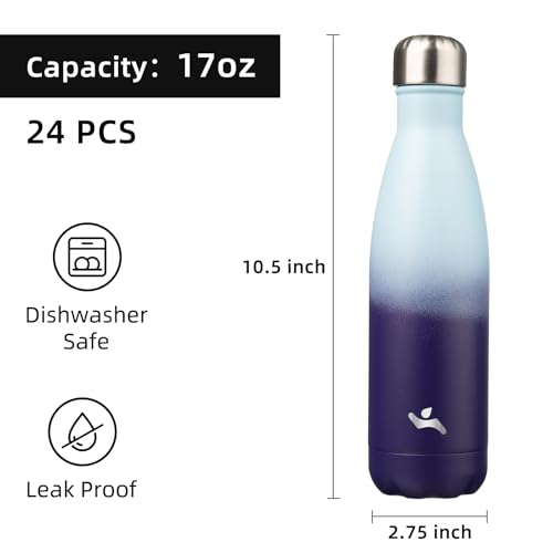Image of Konokyo 24 Pack 17 oz Insulated Stainless Steel Water Bottle