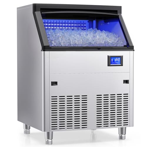 Image of Coolake Commercial Ice Maker Machine 450lbs /24H, Stainless Steel Under Counter Ice Machine with 135lbs Ice Storage, Air Cooled, Freestanding Self Contained Ice Machine for Home Bar Office