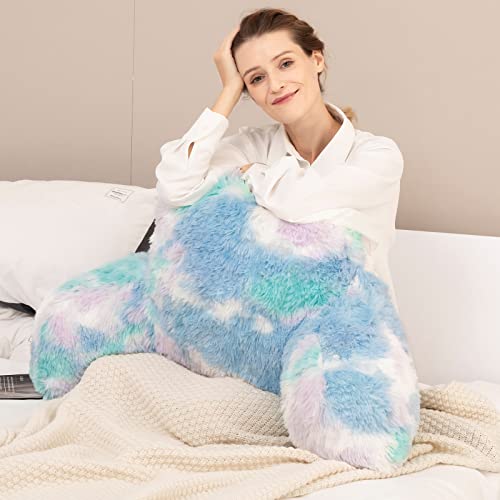 Hobed Life Cozy Fur Backrest Pillow With Arms - 30X17X17 Inch With Premium Filling, Great Back Support Reading Pillow For Kids, Teens & Students, Well Made Bed Pillows For Sitting Up In Bed, Nice Gift #TOP6
