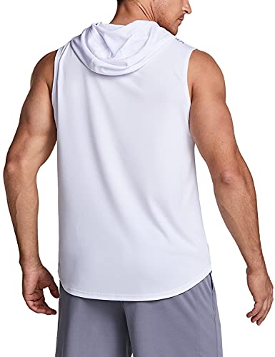 TSLA Men\'s Muscle Tank with Hoodie, Cool Dry Active Athletic Running Shirts, Lightweight Workout Gym Performance Top, 3pack Muscle Tanks Grey/Blue/White, Medium
