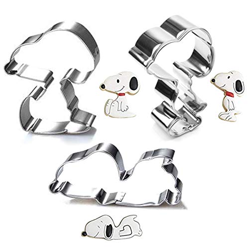 3 Pcs Cookie Cutter Set for Snoopy Shape - Stainless Steel