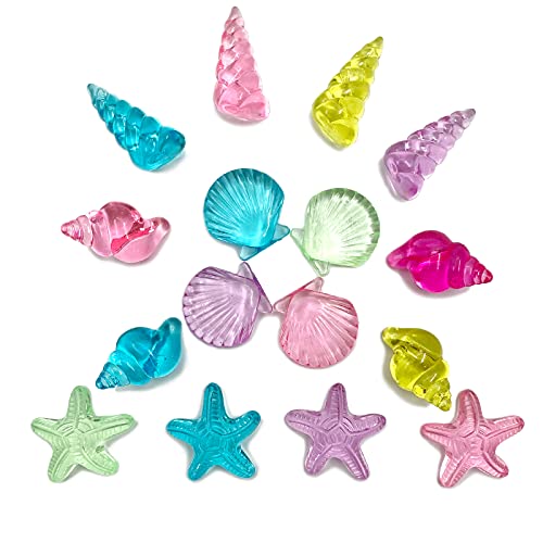 Lyfjxx 92 Pcs/Set 4 Styles Acrylic Seashells Conch Starfish Assorted Color For Table Scatters Beach Theme Sea Shells Party Decoration Crafts #TOP2
