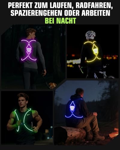 Zacro Lauflampe Joggen, Brustlicht, LED-Laufweste Fahrrad Reflektorweste Warnweste Wiederaufladbare USB Lauflampe, Hohe Sichtbarkeit Leuchtweste Lauflicht für Nächtliches Laufen Wandern oder Radfahren