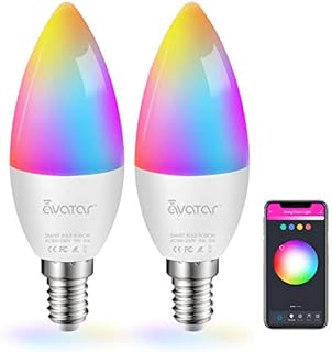 Avatar Controls Smart Bulb E14 Light WiFi LED Candle Bulbs C37, Music Sync 5W 2700K-6500K RGB+Warm/Cool White Colour Dimmable Compatible with Alexa/Google Home App(Upgraded Connection)
