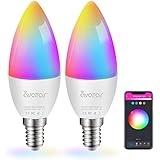Smart Bulb E14 Alexa Light WiFi LED Candle Bulbs C37, Music Sync 5W 2700K-6500K RGB+Warm/Cool White Colour Dimmable Compatible with Alexa/Google Home by Avatar Controls App(Upgraded Connection)