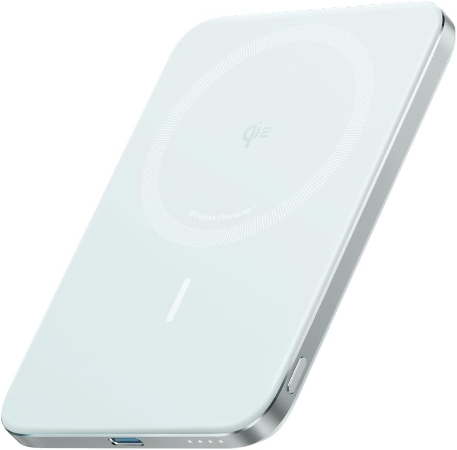 Anker Nano Power Bank (5000mAh, MagGo, Slim) Qi2認証 ワイヤレス充電 最大出力15W MagSafe対応 マグネット式ワイヤレス充電対応 コンパクト 薄型 8.6mm 小型 iPhone 17 / 16 / 15シリーズ / Air 対応 (ミントブルー)