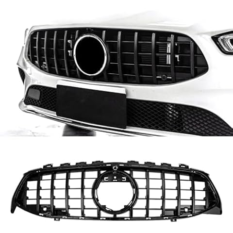 MAXDOM Replacement Front Upper Grill Fit for Mercedes Benz (2020+) C118 W118 CLA-Class CLA200 CLA250 – Gloss Black GTR GT Style ABS Grille Cover