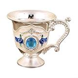 Weinglas aus Zinklegierung im Vintage-Stil mit Retro-Intarsien-Design, Metall-Trinkbecher für Bar Party und Picknick, unzerbrechlicher Cocktailbecher und dekorative Teetasse (E)