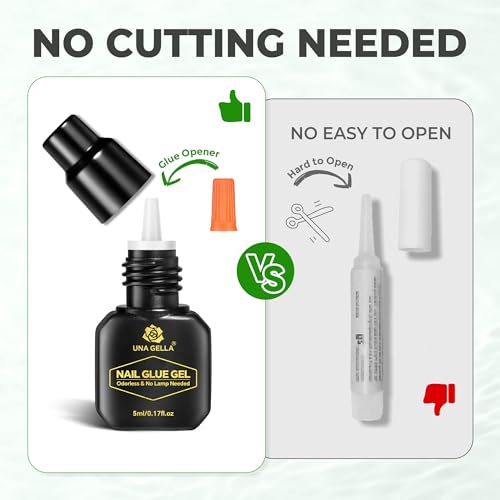 Image of UNA GELLA 5ml Super Strong Gel Nail Glue for Press Ons: No U V Lamp Needed Glue Gel, Travel-Size Nail Adhesive for Press on Nails, Nail Tips&Acrylic Nails-Quick Dry, No Smell, Long-Lasting