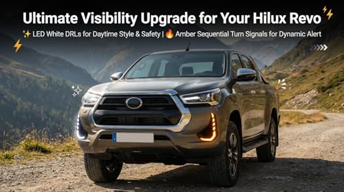 Driving Fog Spot Lights fit for 2024 2025 Toyota Hilux Revo Accessories with LED White DRL Daytime Running Lights/Amber Sequential Turn Signal