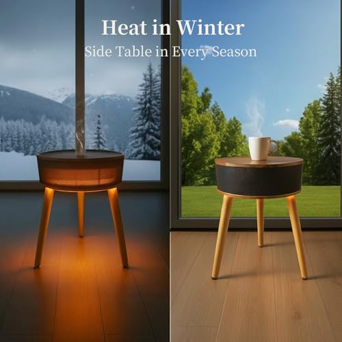 Space Heater, 1500W PTC Ceramic Side Table Heaters for Indoor Use, Electric Heater with Remote, LED Light, ECO Mode, Oscillation, 12H Timer, Overheat & Tip-Over Protection, Grey by SageNest - Image 3