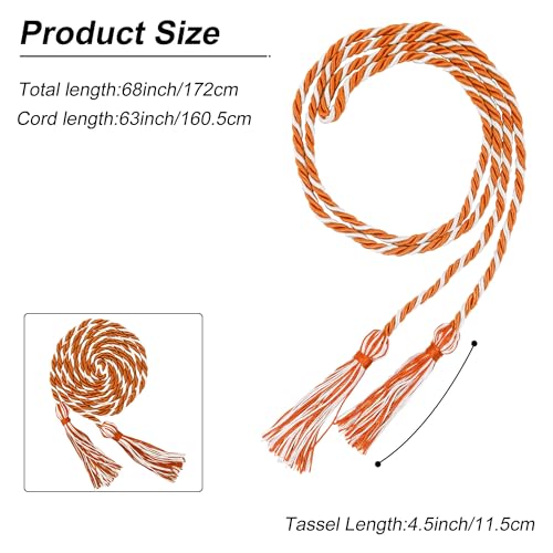 Image of GraduationMall Graduation Honor Cord 68 inch OrangeWhite