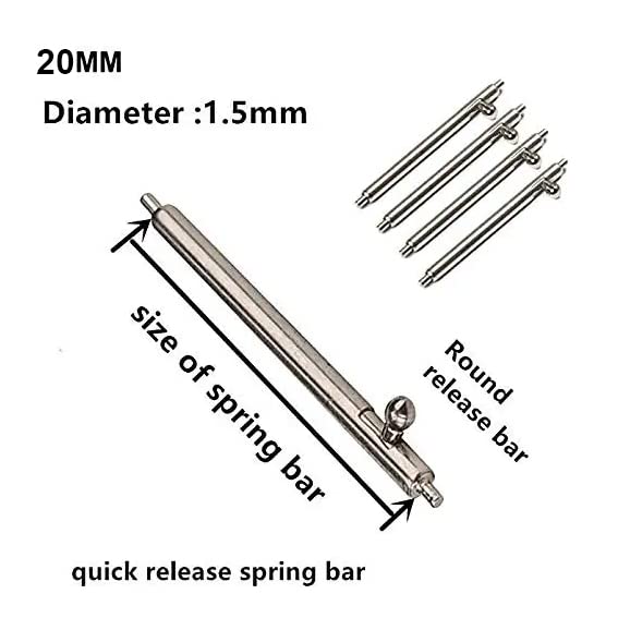Pasadores de barra de resorte de liberación rápida de 20 mm compatibles con correas de reloj Garmin Series, paquete de 6 pines de eslabones de correa de reloj de acero inoxidable