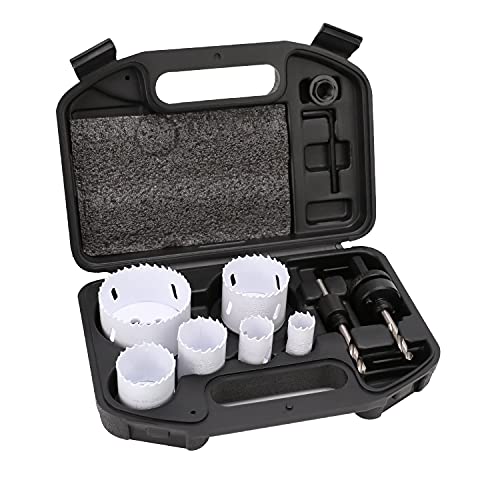 Amazon Basics Kit de 9 pièces pour scie cloche en acier rapide bimétallique avec étui de...
