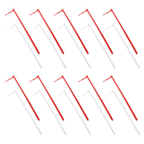 FONDOTIN 20Pcs DIY Pinwheels Craft with Windmill Base Poles and Structural Rods White and Red Handheld Sticks for Garden Decor and Creative Projects