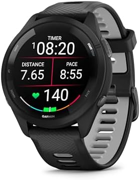 Garmin Forerunner® 265 Running Smartwatch, Colorful AMOLED Display, Training Metrics and Recovery Insights, Black and Powder Gray