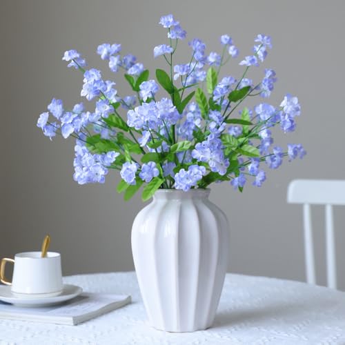 5PCS Artificial Forget-Me-Not Flowers 18.5In Faux Silk Flower Stems for DIY Floral Arrangements Wedding Home Table Vase Decor (Purple)