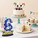 6th Birthday Centerpiece, Wooden Table Topper Blue with Gold Ring Print Number Stand with Base, Photo Prop Decorations for Kids Party
