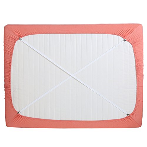 Crisscross Bed Sheet Straps Giant Clips Fasteners Suspenders Grippers Holders Adjustable Fitted Sheet Clips Clamps Mattress Long Straps Elastic Band Keeping Bedsheets Tight (Set of 2, White)