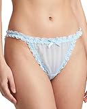 Satini Women's Sheer Frilly Sissy Tanga Knickers Briefs Bikini Panties (Baby Blue, XL)