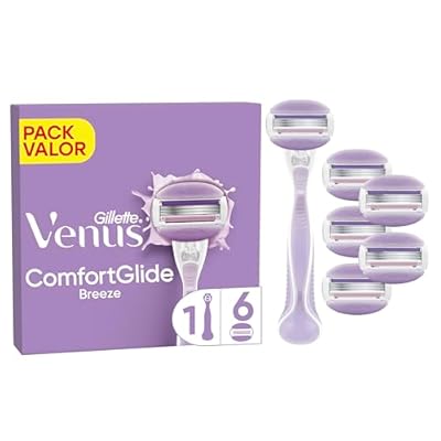 Gillette Venus Comfortglide Breeze Maquinilla De Mujer 1 Mango + 6 Recambios 3 Hojas Para Una Depilación Suave Apurada Y Duradera