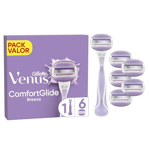 Gillette Venus Comfortglide Breeze, Maquinilla De Mujer, 1 Mango + 6 Recambios, 3 Hojas, Para Una Depilación Suave, Apurada Y Duradera