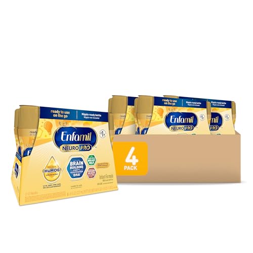 Image of Enfamil NeuroPro Ready to Feed Baby Formula, Ready to Use, Brain and Immune Support with DHA, Iron and Prebiotics, Non-GMO, 8 Fl Oz, 4 Count (Pack of 6), Total 24 bottles