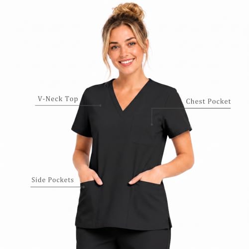 SUNME Scrubs for Women Set, V Neck Top & Jogger Pants with 9 Pockets by SUNME - Used condition - Image 2