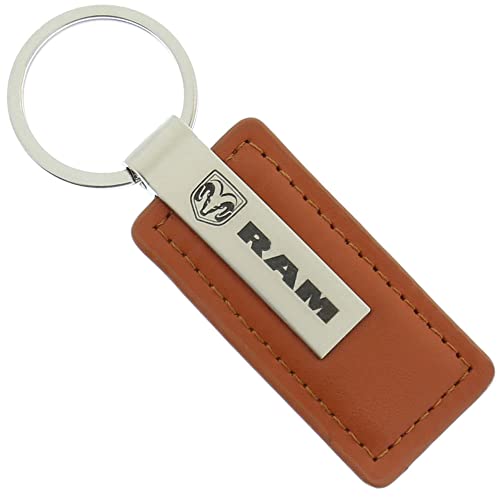 Au-TOMOTIVE GOLD Licensed Brown Leather Dodge Ram Keychain #TOP28