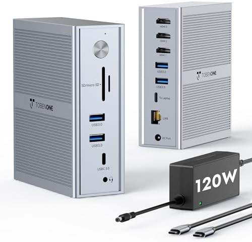 TobenONE USB C Laptop Docking Station 3 Monitors, Triple 4K DisplayLink