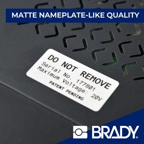 Image of Brady Metallised Polyester Pre-Sized Labels for Label Printer BMP51 /BMP53 /M511-360 Self Adhesive Printer Labels - Black on Light Grey (38,10 mm (W) x 12,70 mm (H)) - M5-29-428