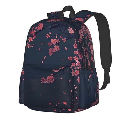 HMVFSZE Japanese Cherry Blossom Flower Backpack Laptop Tablet Backpack Lightweight Waterproof Casual Daypack Travel Hiking Backpacks For Women Men Gifts
