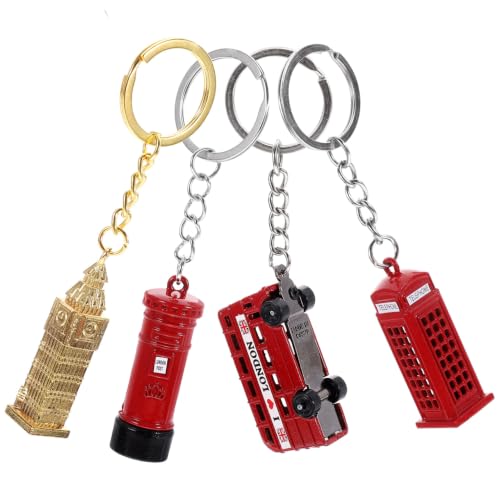 Garneck Lot De 4 Porte-Clés Britanniques Bus Cabine Big Ben