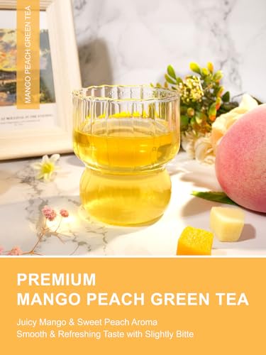 Image of TeeLux Mango Peach Green Tea, Steamed Green Tea Blend, Fruit Aroma, 100ct
