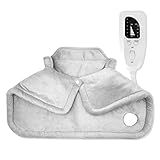 🎁【4 Modes Temporizador y Función de Apagado Automático】Esta Almohadilla de Calentamiento para hombros y cuello con control remoto tiene 4 configuraciones de tiempo: 30-60-90-120 minutos. La pantalla LED del temporizador disminuye un nivel cada 30 minutos. Si olvida configurar el temporizador, se apagará automáticamente después de 2 horas. El cable de alimentación extralargo de 7 pies le permite relajarse libremente en la cama, en el sofá o en su silla favorita.