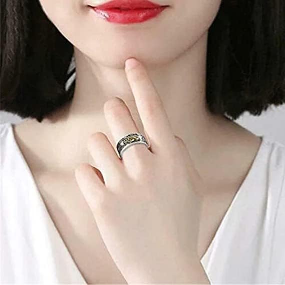 Miniatura 3 de Anillo Feng Shui PiXiu, anillo de mantra Feng Shui PiXiu, anillo de sutra de corazón budista, anillo de Feng Shui para riqueza y protección, amuleto