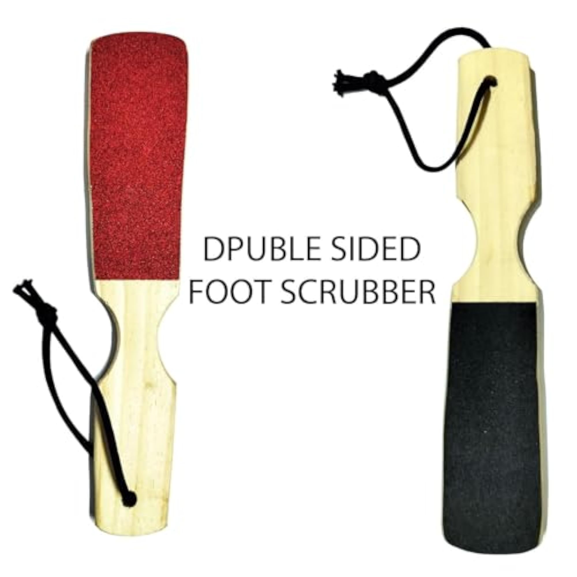 Double Sided Wooden Foot Scrubber with Pumice Stone, Pack of 2